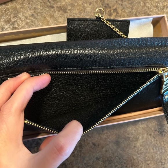 2in1 Miu Miu Long Snap Wallet Leather Black with original box - Picture 11 of 15
